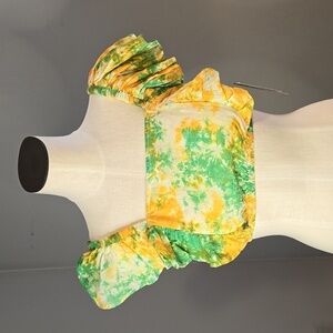 Soluna Swim 2-PIECE Tie Dye Ruffled Crop Top and Elastic Waist Shorts Set Sz M